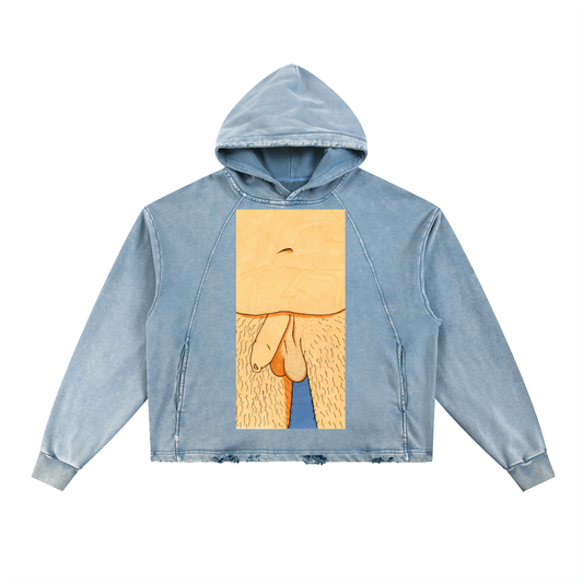Vintage Washed Frayed-Hem Hoodie