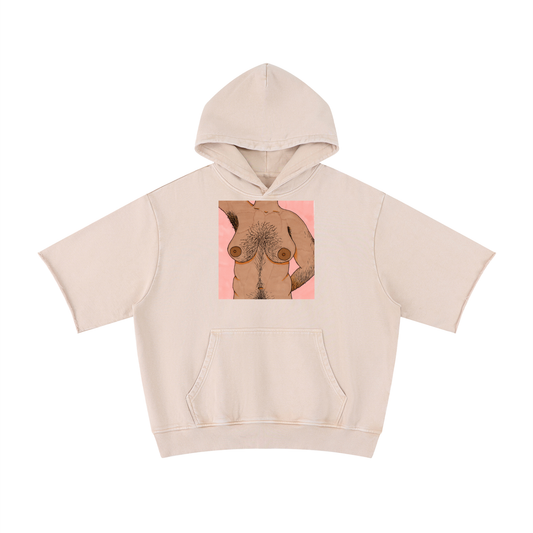 Unisex Mineral Wash Short Sleeve Hoodie