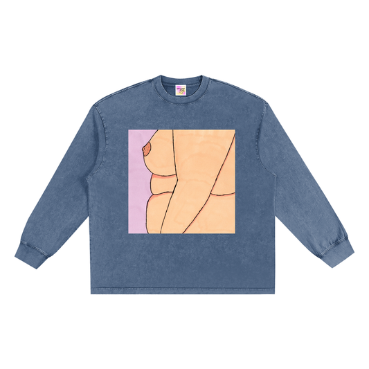 Snow Washed Frayed Edge Sweatshirt