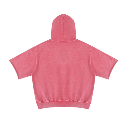 Unisex Mineral Wash Short Sleeve Hoodie