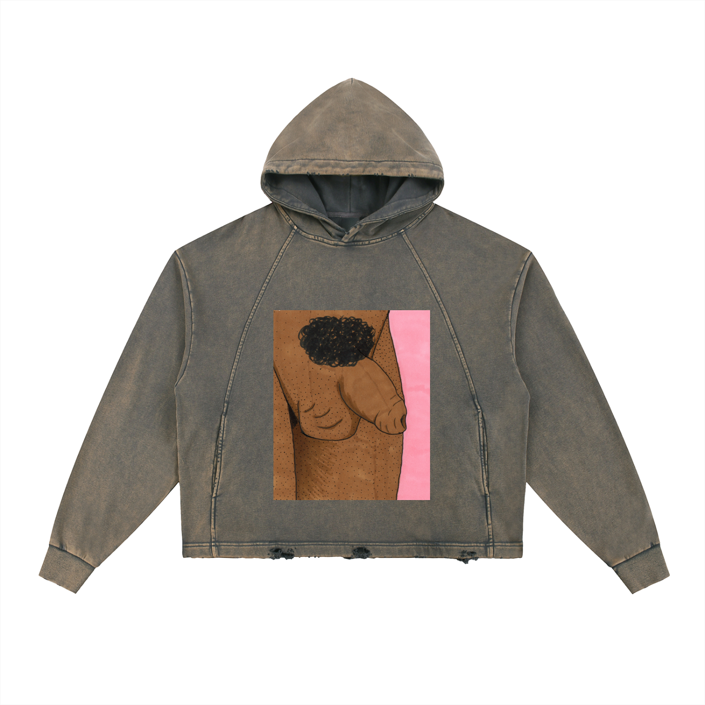 Vintage Washed Frayed-Hem Hoodie
