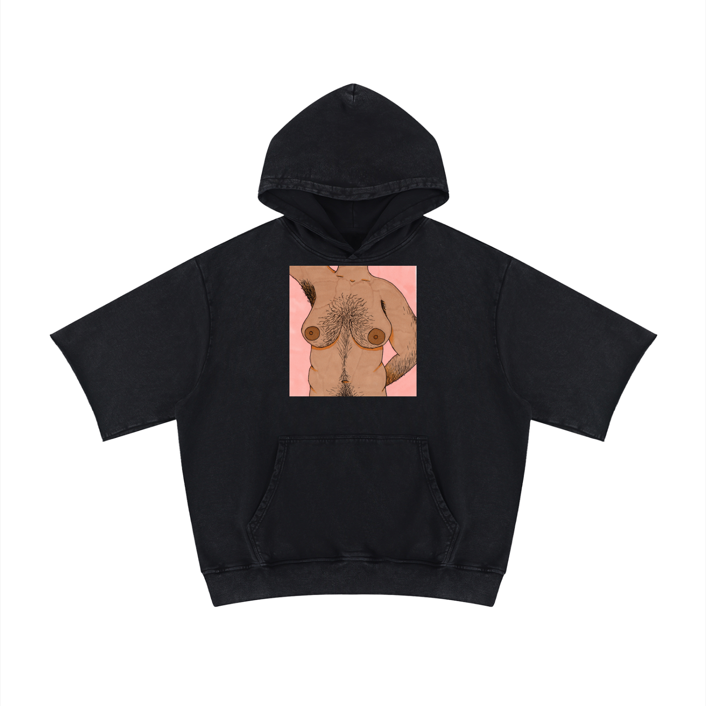 Unisex Mineral Wash Short Sleeve Hoodie