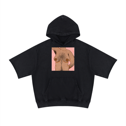 Unisex Mineral Wash Short Sleeve Hoodie
