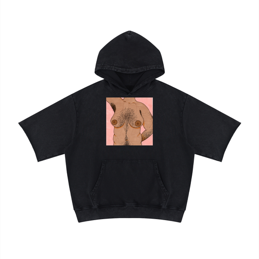 Unisex Mineral Wash Short Sleeve Hoodie