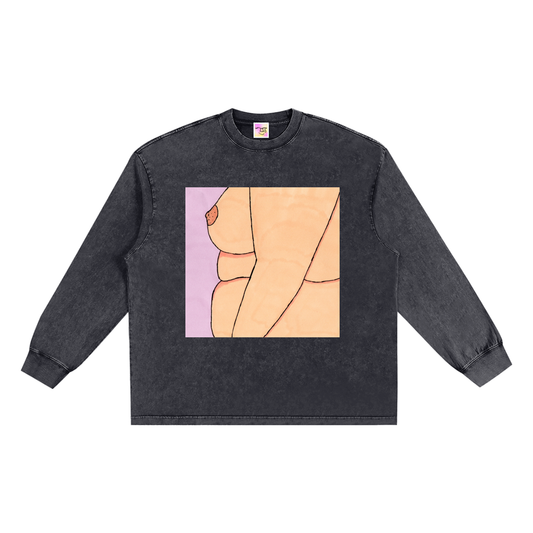 Snow Washed Frayed Edge Sweatshirt