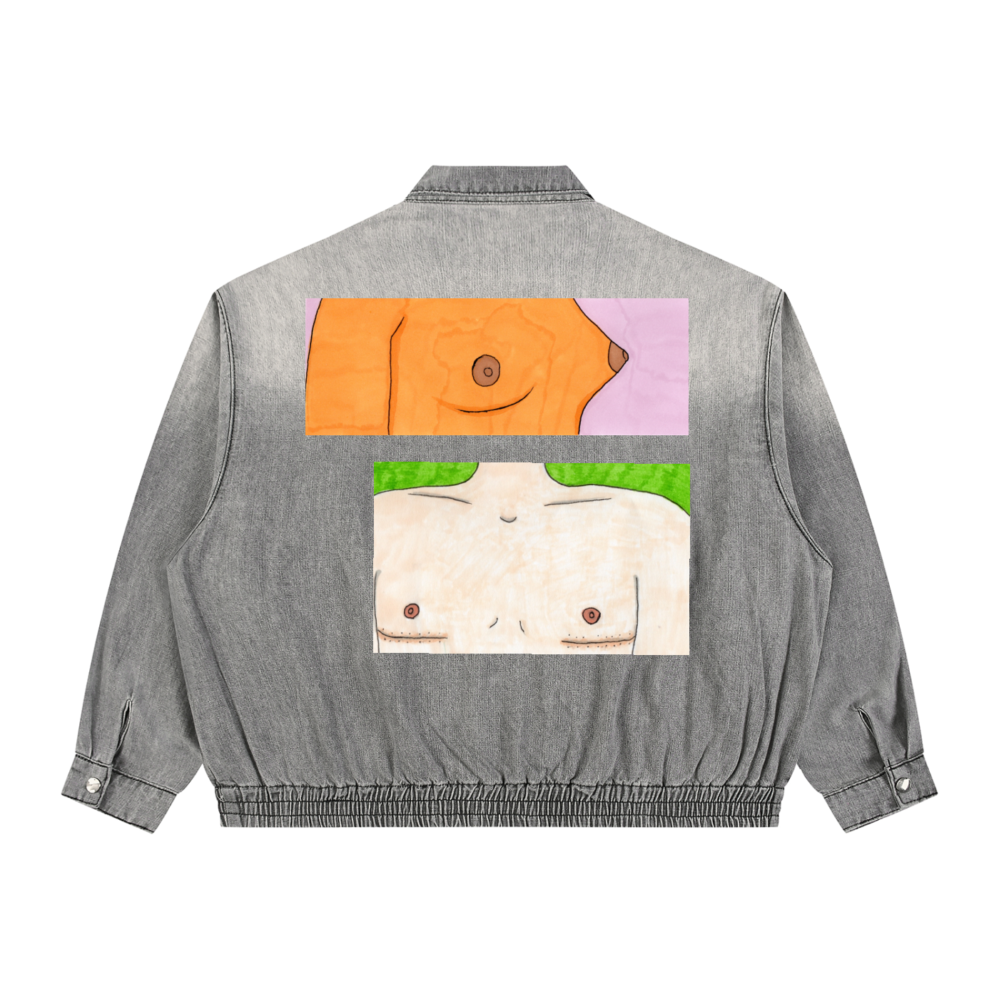 Unisex Vintage Wash Full-Zip Denim Jacket