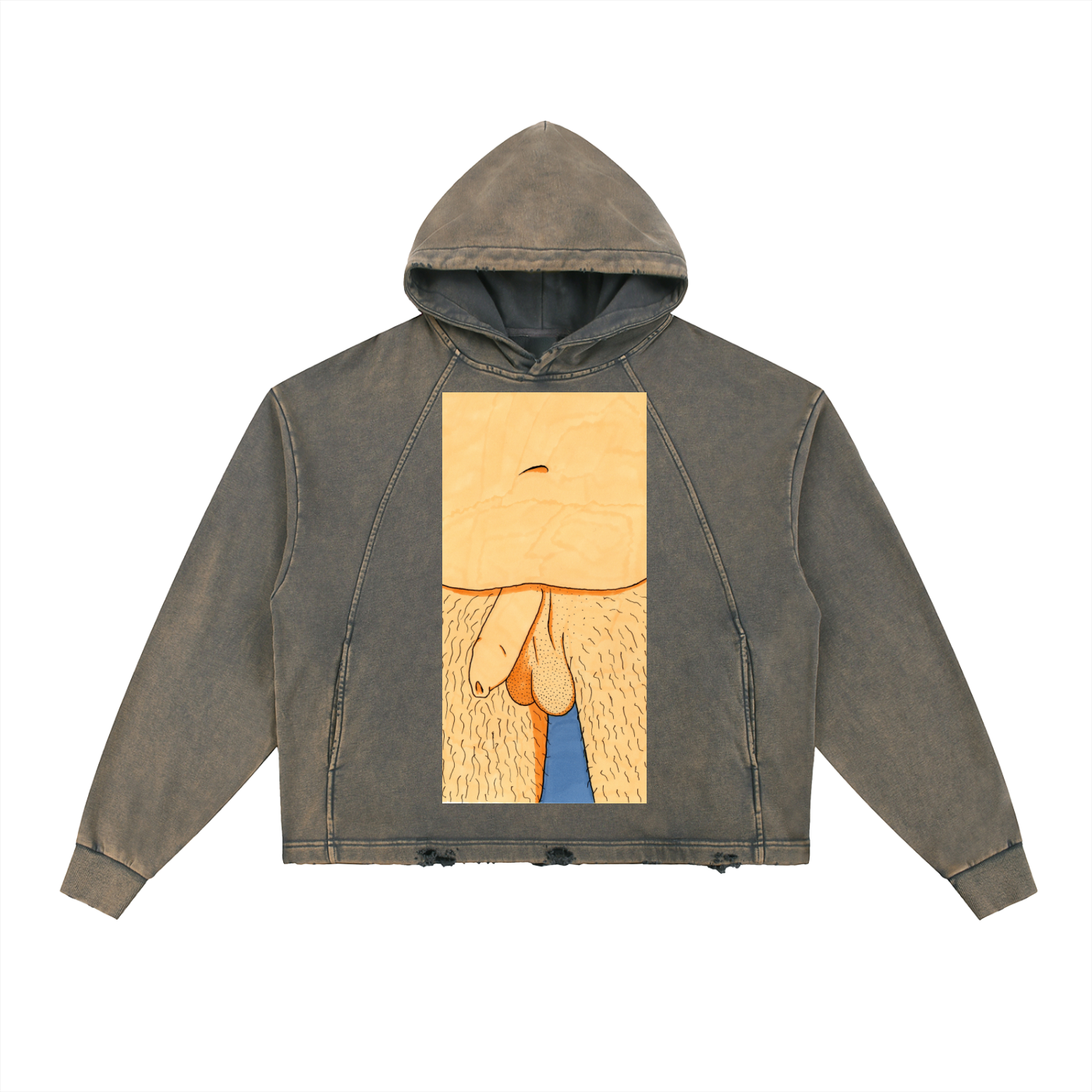 Vintage Washed Frayed-Hem Hoodie