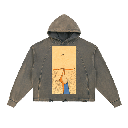 Vintage Washed Frayed-Hem Hoodie