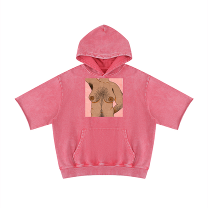 Unisex Mineral Wash Short Sleeve Hoodie