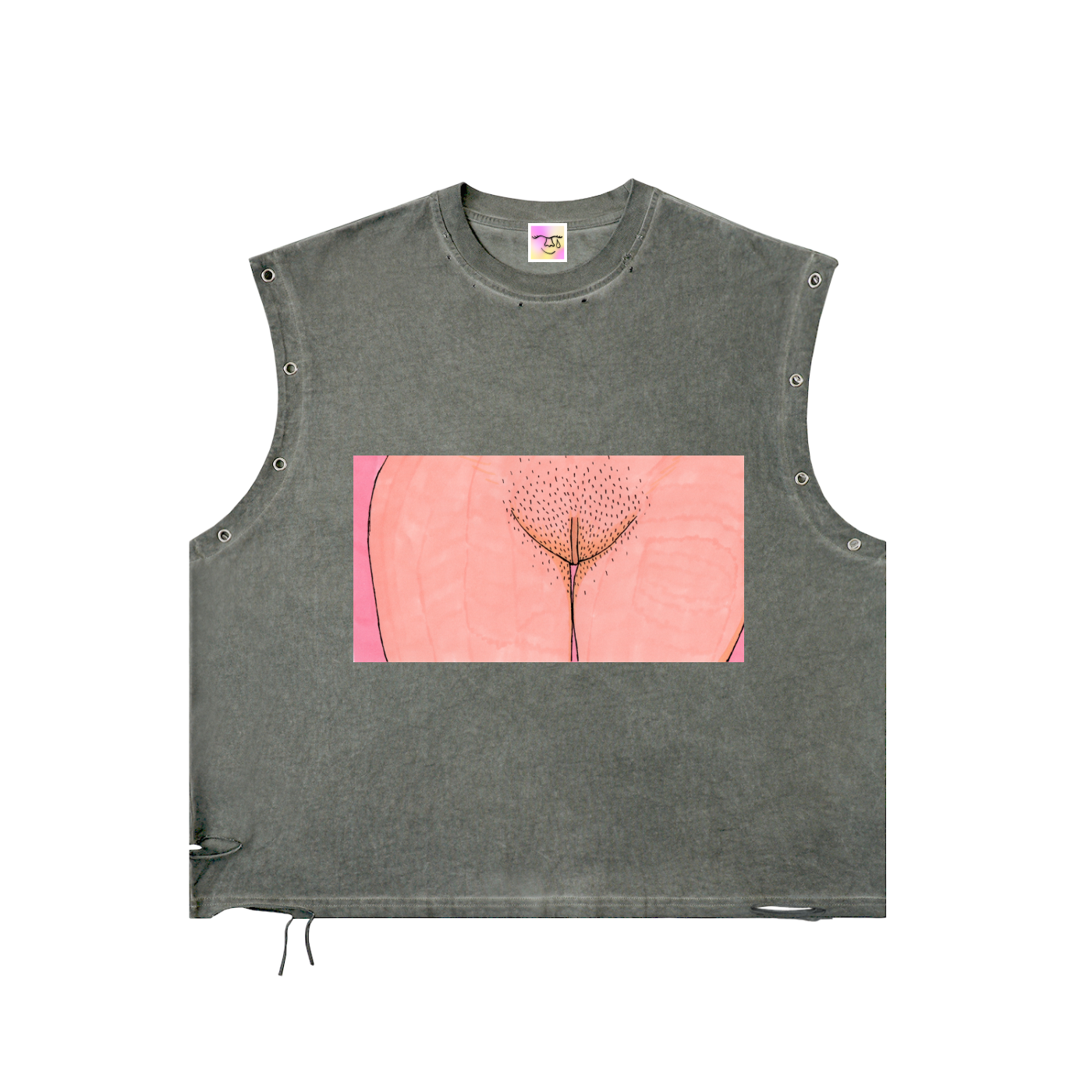 Distressed Grommet Eyelet Tank Top