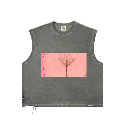 Distressed Grommet Eyelet Tank Top