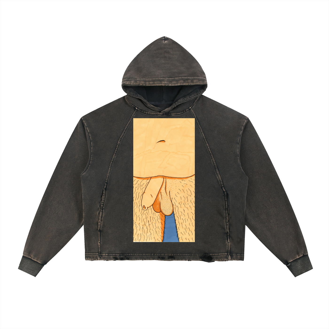 Vintage Washed Frayed-Hem Hoodie