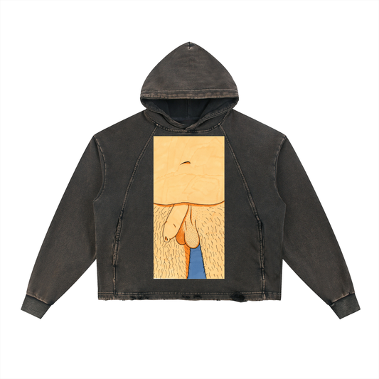 Vintage Washed Frayed-Hem Hoodie