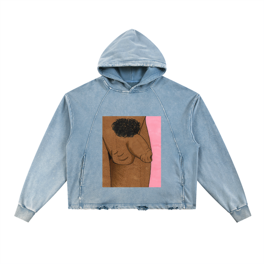 Vintage Washed Frayed-Hem Hoodie