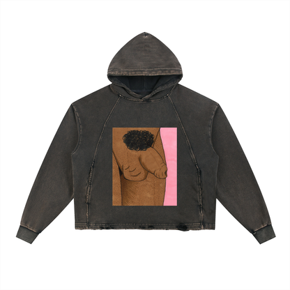 Vintage Washed Frayed-Hem Hoodie